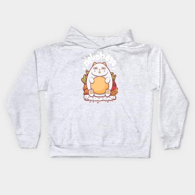 Nekohayo white text Kids Hoodie by wehkid